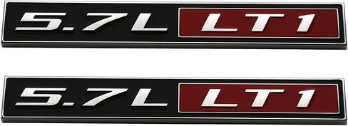 2pcs 5.7L Liter LT1 Real Engine Hood Emblem Badge Nameplate Crate Replacement for Universal Cars (Chrome Red), EI-SilveCutom#2 in Saudi Arabia