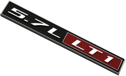2pcs 5.7L Liter LT1 Real Engine Hood Emblem Badge Nameplate Crate Replacement for Universal Cars (Chrome Red), EI-SilveCutom#2 in Saudi Arabia