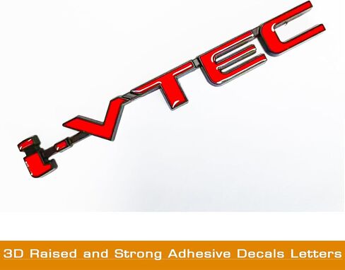 3D Raised Letters i-VTEC Emblem Metal with Adhesive Backing Replacement for Rear Emblem Automotive Decoration(Silver) in Saudi Arabia