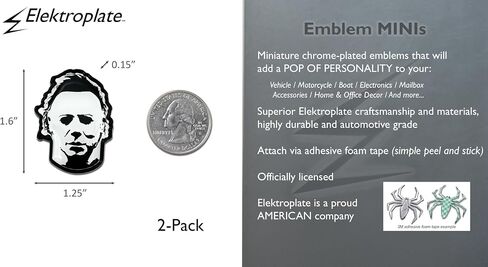 Elektroplate Officially Licensed Michael Myers Halloween Movie All Metal Emblem for Cars, Trucks, and All Auto | Universal Fit at 2.6" x 3.45"| Weatherproof in Saudi Arabia