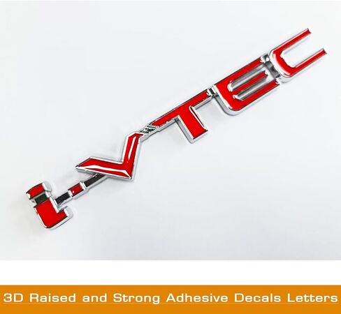 3D Raised Letters i-VTEC Emblem Metal with Adhesive Backing Replacement for Rear Emblem Automotive Decoration(Silver) in Saudi Arabia