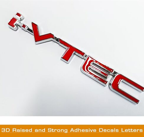 3D Raised Letters i-VTEC Emblem Metal with Adhesive Backing Replacement for Rear Emblem Automotive Decoration(Silver) in Saudi Arabia