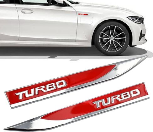 2pcs/الزوج 3D Turbo Car Side Fender الخلفي جذع الشارة شارة شارة توربو شارة (أحمر) in Saudi Arabia