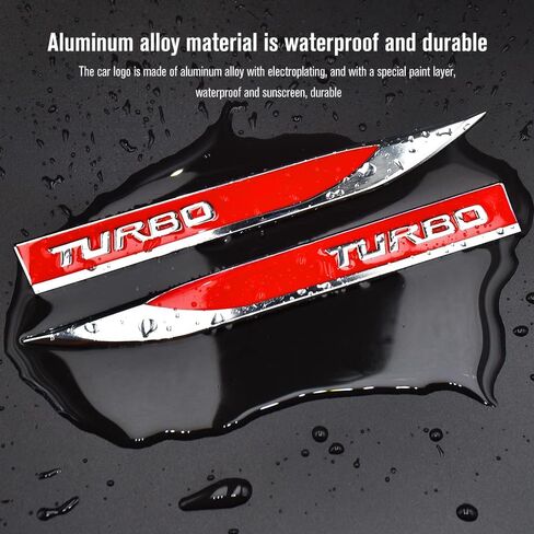 2pcs/الزوج 3D Turbo Car Side Fender الخلفي جذع الشارة شارة شارة توربو شارة (أحمر) in Saudi Arabia