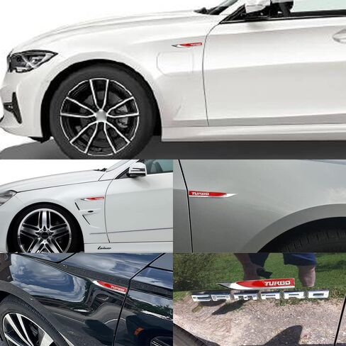 2pcs/الزوج 3D Turbo Car Side Fender الخلفي جذع الشارة شارة شارة توربو شارة (أحمر) in Saudi Arabia