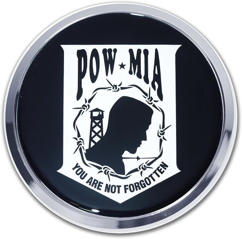 Elektroplate Officially Licensed POW/MIA You are Not Forgotten All Metal Emblem for Cars, Trucks, and All Auto | Universal Fit at 3.5" x 3.5" | Weatherproof in Saudi Arabia