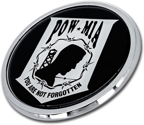 Elektroplate Officially Licensed POW/MIA You are Not Forgotten All Metal Emblem for Cars, Trucks, and All Auto | Universal Fit at 3.5" x 3.5" | Weatherproof in Saudi Arabia