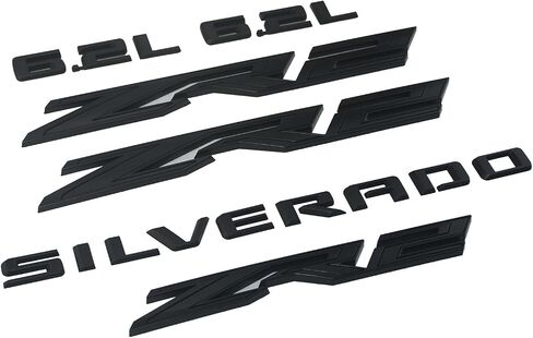 6pcs ZR2 6.2L Silverado Emblems 3D شارة Fender الحرف الخلفي استبدال ملصق اللوحة لعام 2022 2023 2024 Silverado 1500 (Black Matte) in Saudi Arabia