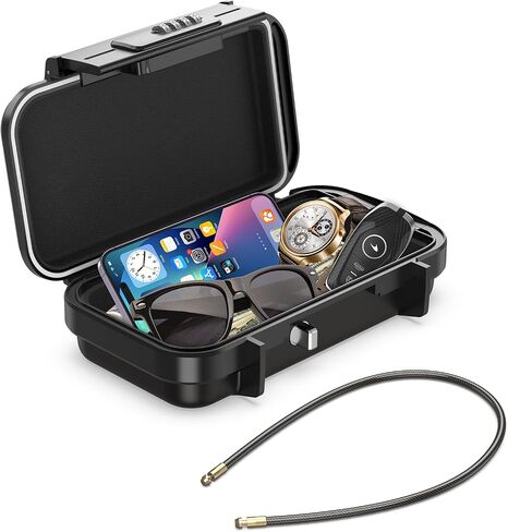 KeeKit Digit Combination Lock Box, Travel Security Lockbox with Removable Wire Rope, Portable Storage Safe Box for Beach, Swimming Pool, Shopping Center and Outdoor Camping in Saudi Arabia