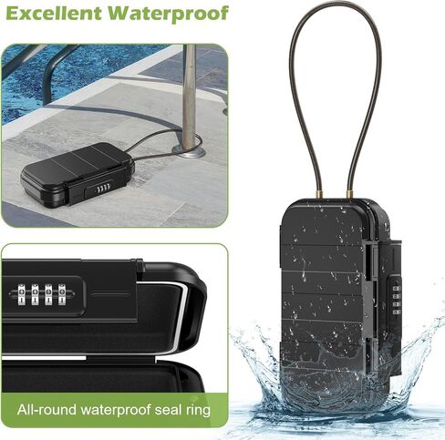 KeeKit Digit Combination Lock Box, Travel Security Lockbox with Removable Wire Rope, Portable Storage Safe Box for Beach, Swimming Pool, Shopping Center and Outdoor Camping in Saudi Arabia