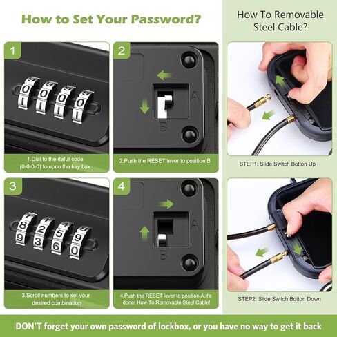 KeeKit Digit Combination Lock Box, Travel Security Lockbox with Removable Wire Rope, Portable Storage Safe Box for Beach, Swimming Pool, Shopping Center and Outdoor Camping in Saudi Arabia