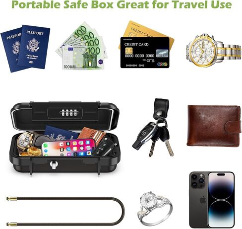 KeeKit Digit Combination Lock Box, Travel Security Lockbox with Removable Wire Rope, Portable Storage Safe Box for Beach, Swimming Pool, Shopping Center and Outdoor Camping in Saudi Arabia