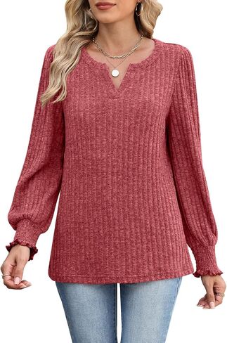 Lylinan Womens Sweaters V Neck Long Sleeve Pullover Tops Fall Fashion Casual Clothes S-XXL in Saudi Arabia