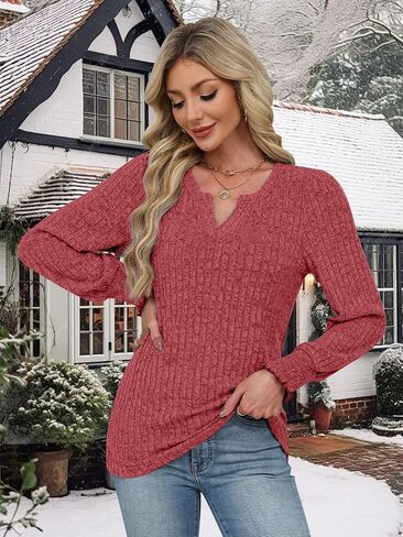 Lylinan Womens Sweaters V Neck Long Sleeve Pullover Tops Fall Fashion Casual Clothes S-XXL in Saudi Arabia