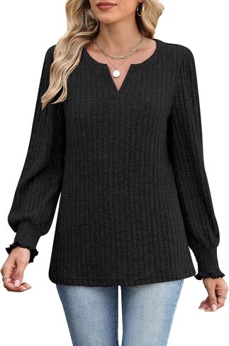 Lylinan Womens Sweaters V Neck Long Sleeve Pullover Tops Fall Fashion Casual Clothes S-XXL in Saudi Arabia