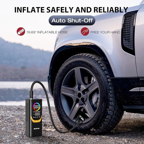 Nexpow NP17 ضاغط الهواء المحمول ، 150 PSI نفخ الإطارات الرقمية ، والتضخم السريع مع الإغلاق التلقائي ، وضوء LED ، وفتحات متعددة للسيارة ، والدراجة ، والكرة ، والتصميم المدمج ، والبرتقالي in Saudi Arabia