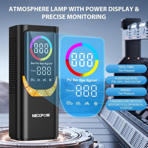 Nexpow NP17 ضاغط الهواء المحمول ، 150 PSI نفخ الإطارات الرقمية ، والتضخم السريع مع الإغلاق التلقائي ، وضوء LED ، وفتحات متعددة للسيارة ، والدراجة ، والكرة ، والتصميم المدمج ، والبرتقالي in Saudi Arabia
