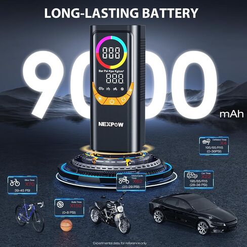 Nexpow NP17 ضاغط الهواء المحمول ، 150 PSI نفخ الإطارات الرقمية ، والتضخم السريع مع الإغلاق التلقائي ، وضوء LED ، وفتحات متعددة للسيارة ، والدراجة ، والكرة ، والتصميم المدمج ، والبرتقالي in Saudi Arabia