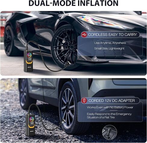 Nexpow NP17 ضاغط الهواء المحمول ، 150 PSI نفخ الإطارات الرقمية ، والتضخم السريع مع الإغلاق التلقائي ، وضوء LED ، وفتحات متعددة للسيارة ، والدراجة ، والكرة ، والتصميم المدمج ، والبرتقالي in Saudi Arabia