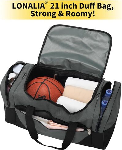 Gym Bag Sport Duffle Bag for Men - 21 in Weekender Travel Bag with Trolley Sleeve (Black) in Saudi Arabia