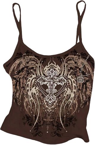 Soly Hux Women's Y2K Graphic Cami Crop Tops Spaghetti Strap Summer Camisole in Saudi Arabia