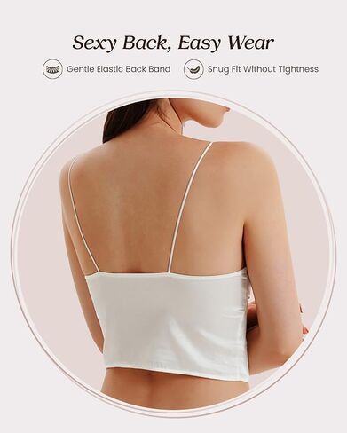 Women's Real Mulberry Silk Satin Bralette Camisole - Wireless Bra Crop Top, V-Neck Spaghetti Strap Tank Top in Saudi Arabia
