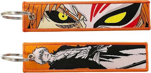 Japanese Anime Bleach Tokyo Hero Set of One Embroidered Fabric Keychain and One Enamel Metal Pin Badge Jewelry Accessory for Backpack Clothes Caps in Saudi Arabia