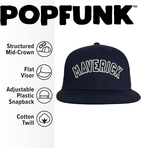 Popfunk Official Top Gun Arc Adjustable Snapback 6 Panel Flat Brimmed Hat - Unisex for Men and Women in Saudi Arabia
