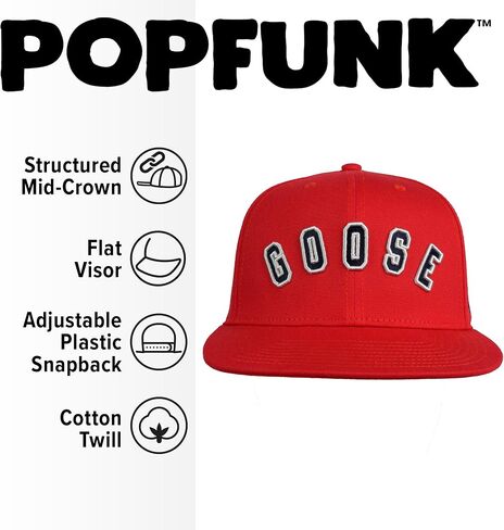 Popfunk Official Top Gun Arc Adjustable Snapback 6 Panel Flat Brimmed Hat - Unisex for Men and Women in Saudi Arabia