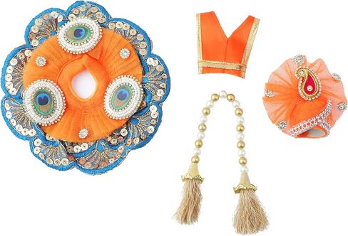 Aditri Creation Laddu Gopal Dress Cloth Bhagwan Poshak of God Krishna Kanhaiya Dev Vastra with Mukut for Metal Idol Statue for Indian Traditional Janmashtami Festival(Size:- 1-2 No.Dia- 6") in Saudi Arabia