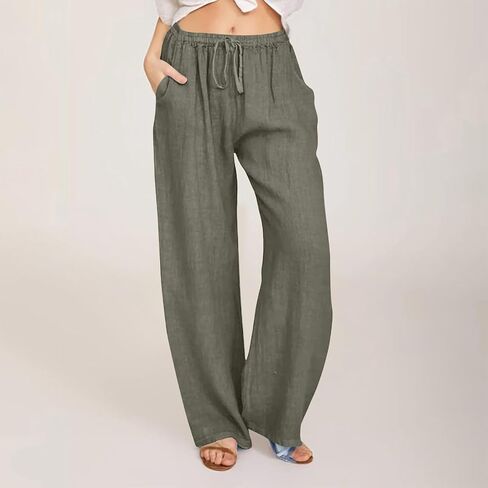 Wide Leg Palazzo Pants for Women 2025 Summer Casual Beach Pant Loose Fit Drawstring Flowy Lounge Trousers with Pocket in Saudi Arabia