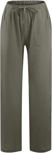 Wide Leg Palazzo Pants for Women 2025 Summer Casual Beach Pant Loose Fit Drawstring Flowy Lounge Trousers with Pocket in Saudi Arabia
