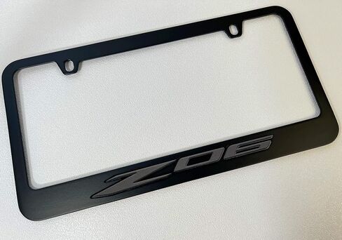 Eurosport Daytona- Compatible with 2020 - Current, Corvette C8 Z06 Blackout Logo Black License Plate Frame in Saudi Arabia