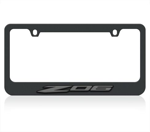 Eurosport Daytona- Compatible with 2020 - Current, Corvette C8 Z06 Blackout Logo Black License Plate Frame in Saudi Arabia