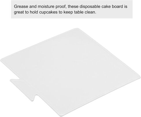 uxcell 200pcs Mini Cake Boards, Mousse Cake Cardboards Square Cake Bases Plates Cupcake Dessert Displays Base Tray for Cakes, Pastries, Dessert Base - Grease Proof (White) in Saudi Arabia