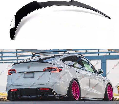 Rear Spoiler Compatible with 2020-2024 Tesla Model Y, MV Style Duckbill Trunk Exterior High Kick Tail Deck Lid Splitter Wing Lip 2020 2021 2022 2023 2024 (Glossy Black) in Saudi Arabia