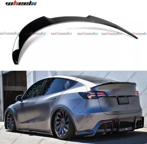 Rear Spoiler Compatible with 2020-2024 Tesla Model Y, MV Style Duckbill Trunk Exterior High Kick Tail Deck Lid Splitter Wing Lip 2020 2021 2022 2023 2024 (Glossy Black) in Saudi Arabia