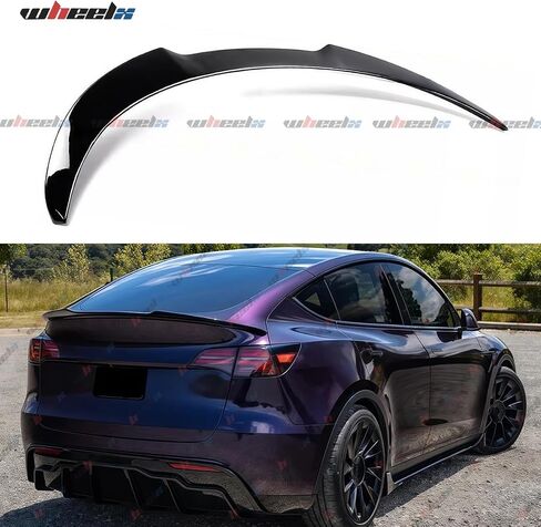 Rear Spoiler Compatible with 2020-2024 Tesla Model Y, MV Style Duckbill Trunk Exterior High Kick Tail Deck Lid Splitter Wing Lip 2020 2021 2022 2023 2024 (Glossy Black) in Saudi Arabia