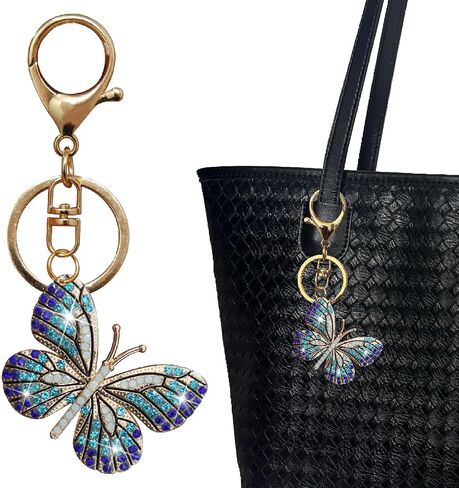 2 Pcs Bling Butterfly Keychain, Crystal Bling Diamond Keychain, Butterfly Accessories for Women Car Keys, Car Keychain in Saudi Arabia