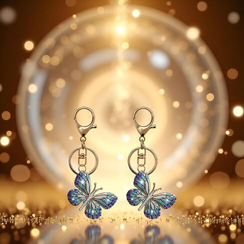 2 Pcs Bling Butterfly Keychain, Crystal Bling Diamond Keychain, Butterfly Accessories for Women Car Keys, Car Keychain in Saudi Arabia