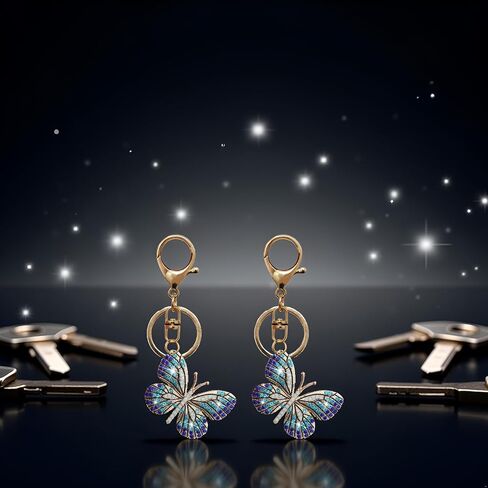 2 Pcs Bling Butterfly Keychain, Crystal Bling Diamond Keychain, Butterfly Accessories for Women Car Keys, Car Keychain in Saudi Arabia
