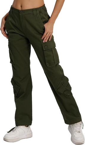Match Womens Outdoor Hiking Cargo Pants with 8 Utility Pockets Loose Fit for Work Travel and Daily Use in Saudi Arabia