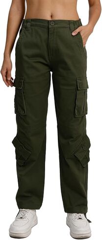 Match Womens Outdoor Hiking Cargo Pants with 8 Utility Pockets Loose Fit for Work Travel and Daily Use in Saudi Arabia