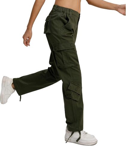 Match Womens Outdoor Hiking Cargo Pants with 8 Utility Pockets Loose Fit for Work Travel and Daily Use in Saudi Arabia