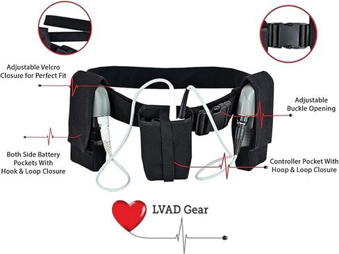 LVAD Workout Belt for Men & Women - Heartmate 3 Gear, Adjustable & Comfortable Exercise Belt, Black┃LV126 in Kuwait