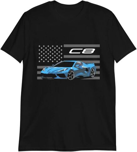 Rapid Blue Sports Car C8 Mid Engine Vette Car Club Custom T-Shirt in Saudi Arabia