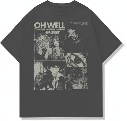 Cowboy Anime Bebop Graphic Tee, Unisex Vintage Y2K Oversized Graphic T-Shirt, Streetwear Grunge Style, Retro Aesthetic Design in Saudi Arabia