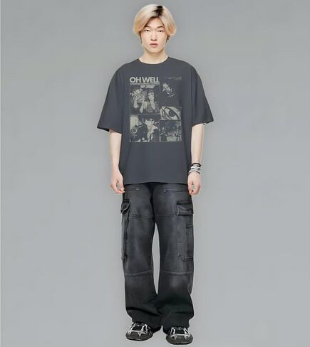 Cowboy Anime Bebop Graphic Tee, Unisex Vintage Y2K Oversized Graphic T-Shirt, Streetwear Grunge Style, Retro Aesthetic Design in Saudi Arabia