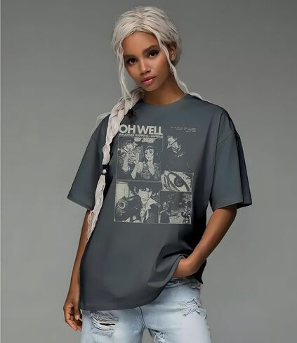 Cowboy Anime Bebop Graphic Tee, Unisex Vintage Y2K Oversized Graphic T-Shirt, Streetwear Grunge Style, Retro Aesthetic Design in Saudi Arabia
