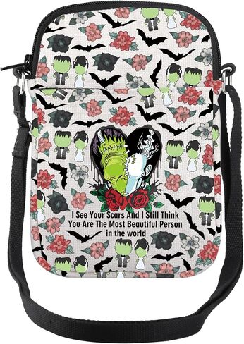 Tobgbe Horror Movie Gifts Gifts Gothic Bride & Monster Love Crossbody Bag Be Word A Halloween Horrors Condours in Kuwait